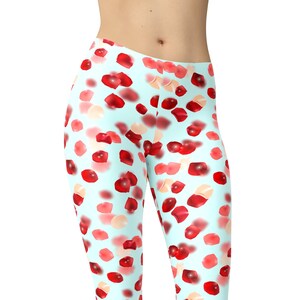 Rose Petals Leggings, Printed Leggings, Exercise Pants, Valentine Leggings, High Waist Leggings, Capri, Plus Size Leggings, Workout Leggings