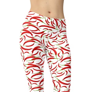 Red Chilli Leggings, Bedrukte Leggings, Grappige Leggings, Workout Leggings, Leggings voor Vrouwen, Yoga Broek, Capri Leggings, Plus Size Leggings