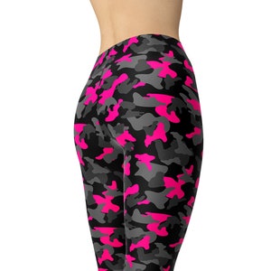 Pink Camo Leggings, Printed Leggings, Workout Leggings, Leggings for Women, Camouflage  Leggings, Yoga Pants, Capris, Plus Size Leggings 