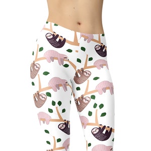 Sloth Leggings, Yoga Pants, Unique Leggings, Sloth Pants, Printed Leggings, Sloth Tights, Capris, Sloth Yoga Tights, Yoga Leggings