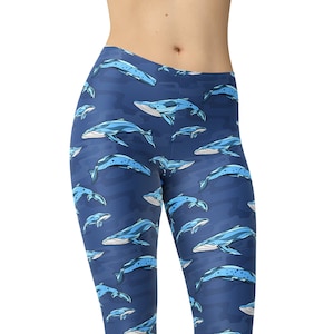 Ocean Whales Leggings, Printed Leggings, Sea Whale Leggings, Leggings for Women, Workout Leggings, Plus Size Leggings, Marine Leggings
