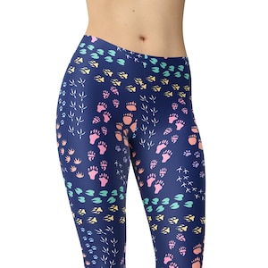 Animal Tracks Leggings, Paw Print Leggings, Workout Leggings, Leggings for Women, Yoga Pants, Capri, Plus Size Leggings, High Waist Leggings
