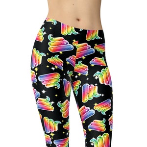Unicorn&#39;s Poop Leggings, Rainbow Poop Leggings, Yoga Broek, Bedrukte Leggings, Grappige Leggings, Workout Leggings, Leggings voor Vrouwen, Capris