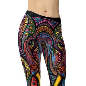 Elephant Leggings, Printed Leggings, Leggings for Women, Workout Leggings, High Waist Leggings, Boho Yoga Pants, Capris, Plus Size Leggings