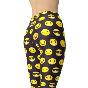 Grappige Emoji Leggings, Bedrukte Leggings, Leggings voor Vrouwen, Workout Leggings, High Waist Leggings, Yoga Broek, Capris, Plus Size Leggings