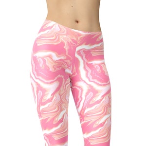 Pink Marble Leggings, Yoga Leggings, Printed Leggings, High Waisted Yoga Pants, Leggings For Women, Capri, Plus Size Leggings, Gym Leggings