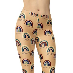 Boho Rainbows Leggings Festival Clothing Yoga Pants Hippie Tribal Bohemian Tights Plus Size Gym Workout Sportswear For Exercise Fitness