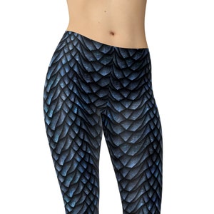 Dragon Leggings, Animal Skin Leggings, Gym Leggings, Workout Leggings, High Waist Leggings, Blue Leggings, Yoga Pants, Plus Size Leggings