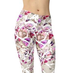 Artistic Floral Leggings, Printed Leggings, Yoga Leggings, Yoga Pants, Leggings for Women, Workout Leggings, Yoga Capris, Plus Size Leggings