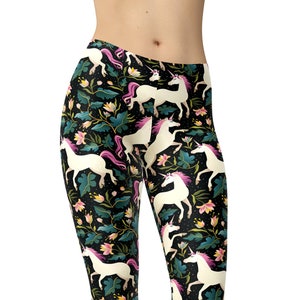Unicorn Leggings, Floral Leggings, Printed Leggings, Yoga Pants, Gym Leggings, Woman&#39;s Leggings, Women Leggings, Plus Size Leggings