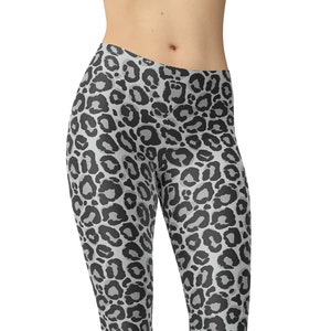 Grey Leopard Leggings, Printed Leggings, Animal Skin Leggings, Womens Leggings, Yoga Pants, Plus Size Leggings, Workout Leggings, Capris