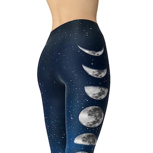 Moon Phase Leggings, Yoga Leggings, Printed Leggings, Yoga Pants, Leggings for Women, Workout Leggings, Plus Size Leggings, Yoga Capris