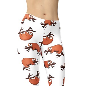 Cute Sloths Leggings, Printed Leggings, Leggings for Women, Workout Leggings, High Waist Leggings, Yoga Pants, Capris, Plus Size Leggings