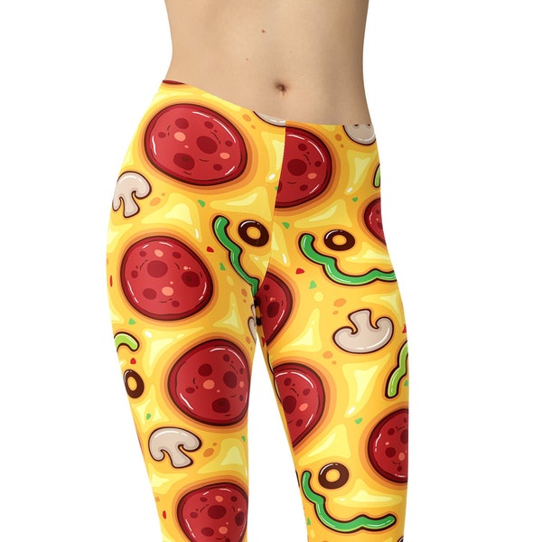 Pizza Leggings, Funny Leggings, Printed Leggings, Leggings for Women, Workout Leggings, Plus Size Leggings, Yoga Pants, Capris, Yoga Tights