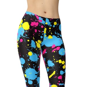 Paint Splash Leggings, Printed Leggings, Womens Leggings, Workout Leggings, Funny Party Leggings, Yoga Pants, Capris, Plus Size Leggings