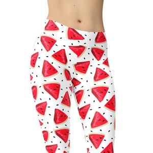 Watermelon Leggings, Summer Fruit Leggings, Printed Leggings, Yoga Pants, Leggings For Women, Workout Leggings, Capris, Plus Size Leggings