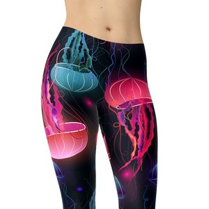 Jellyfish Leggings, Sea Animal Leggings, Printed Leggings, Leggings for Women, Workout Leggings, Plus Size Leggings, Yoga Pants, Yoga Capris