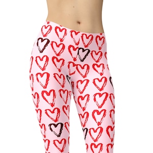 Hearts Leggings, Valentine Leggings, Leggings for Women, Workout Leggings, High Waist Leggings, Yoga Pants, Capris, Plus Size Leggings