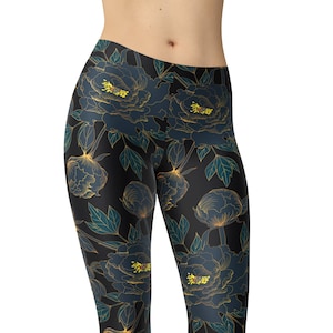Glowing Floral Leggings, Printed Leggings, Floral Leggings, Workout Leggings, Leggings for Women, Yoga Pants, Capris, Plus Size Leggings