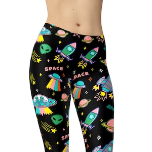 Alien Leggings, UFO Leggings, Space Leggings, Festival Leggings, Printed Tights, Yoga Pants, Unique Leggings, Yoga wear, Workout Leggings