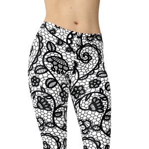 Schwarze Spitzen Leggings, Bedruckte Leggings, Damen Leggings, Workout Leggings, High Waist Leggings, Yoga Hosen, Capris, Plus Size Leggings