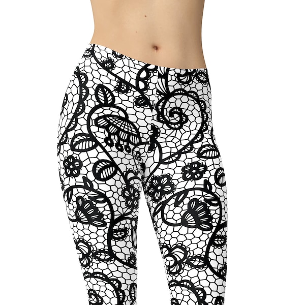 Leggings imprimés en dentelle noire, Leggings imprimés, Leggings pour femmes, Leggings d’entraînement, Leggings taille haute, Pantalons de yoga, Capris, Leggings taille Plus