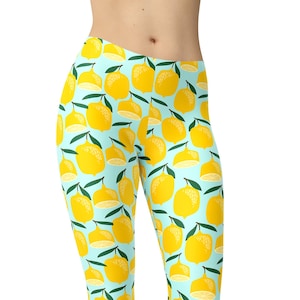 Lemon Leggings, Fruit Leggings, Printed Leggings, Leggings for Women, Workout Leggings, Plus Size Leggings, Yoga Pants, Capri, Yoga Tights