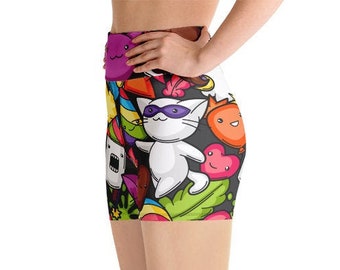 Kawaii Yoga Shorts, High Waisted Shorts, Festival Shorts, Gym Shorts, Women Shorts, Rave Shorts, Festival Clothing