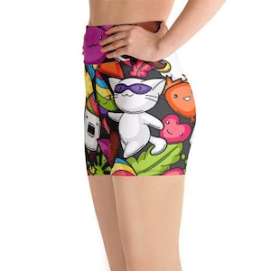 Kawaii Yoga Shorts, High Waisted Shorts, Festival Shorts, Gym Shorts, Women Shorts, Rave Shorts, Festival Clothing