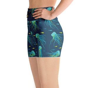 Jellyfish Yoga Shorts, High Waisted Shorts, Festival Shorts, Gym Shorts, Women Shorts