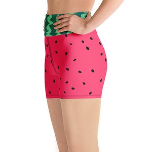Watermelon Yoga Shorts, High Waisted Shorts, Festival Shorts, Rave Shorts, Fruit Printed Shorts, Women Shorts