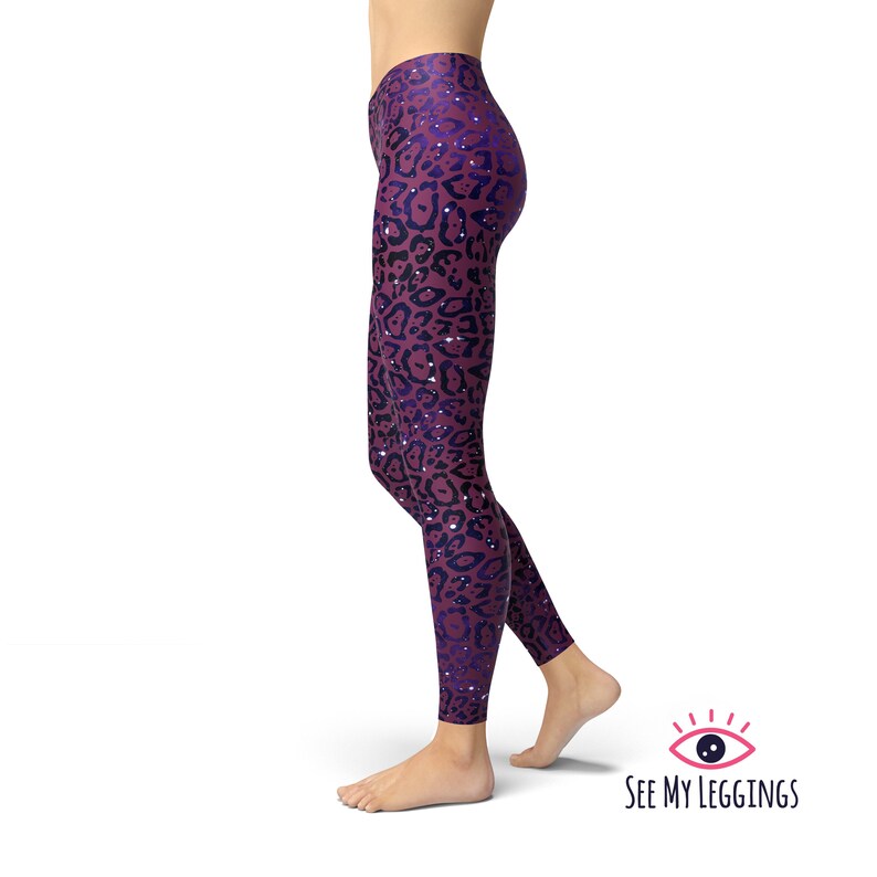 Galaxy Leopard Leggings Yoga Pants Printed Leggings Purple Sky Leggings Workout Leggings Leggings for Women Capris Plus Size Leggings