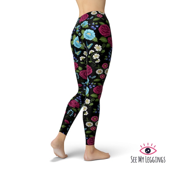 Flower Lace Print Yoga Leggings  Yoga leggings, Printed yoga leggings, Plus  size leggings