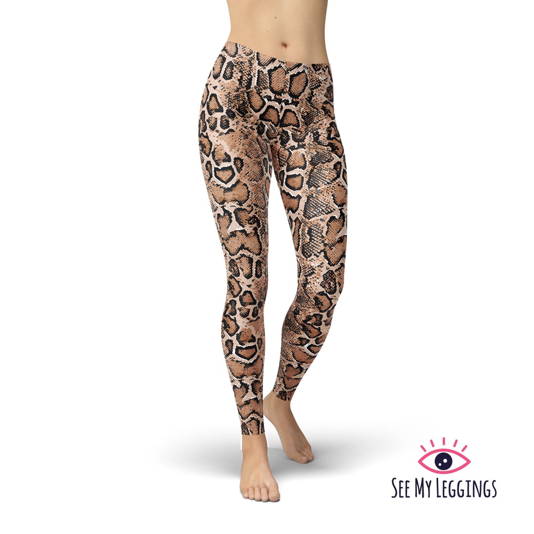 Snakeskin Leggings, High Waisted Leggings, Boho Leggings for Women