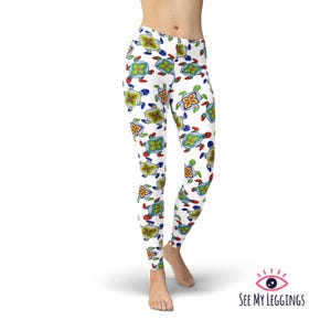 Sea Turtles Leggings for Women, High Waisted Workout Leggings, Printed Plus Size Yoga Pants, Buttery Soft Gym Tights