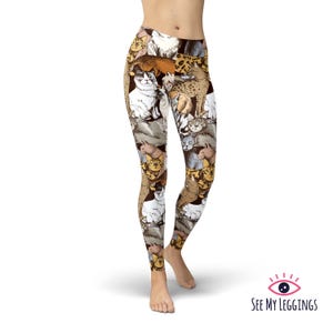 Cat Leggings for Women, High Waisted Workout Leggings, Printed Plus Size Yoga Pants, Buttery Soft Gym Tights image 1