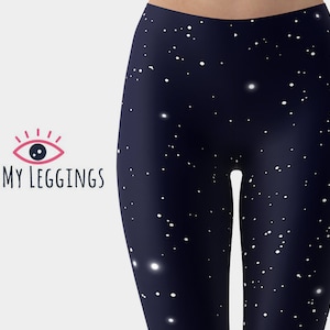 Night Sky Leggings, Galaxy Space Leggings, Stars Leggings, Printed Leggings, Leggings for Women, Yoga Pants, Yoga Capris, Plus Size Leggings