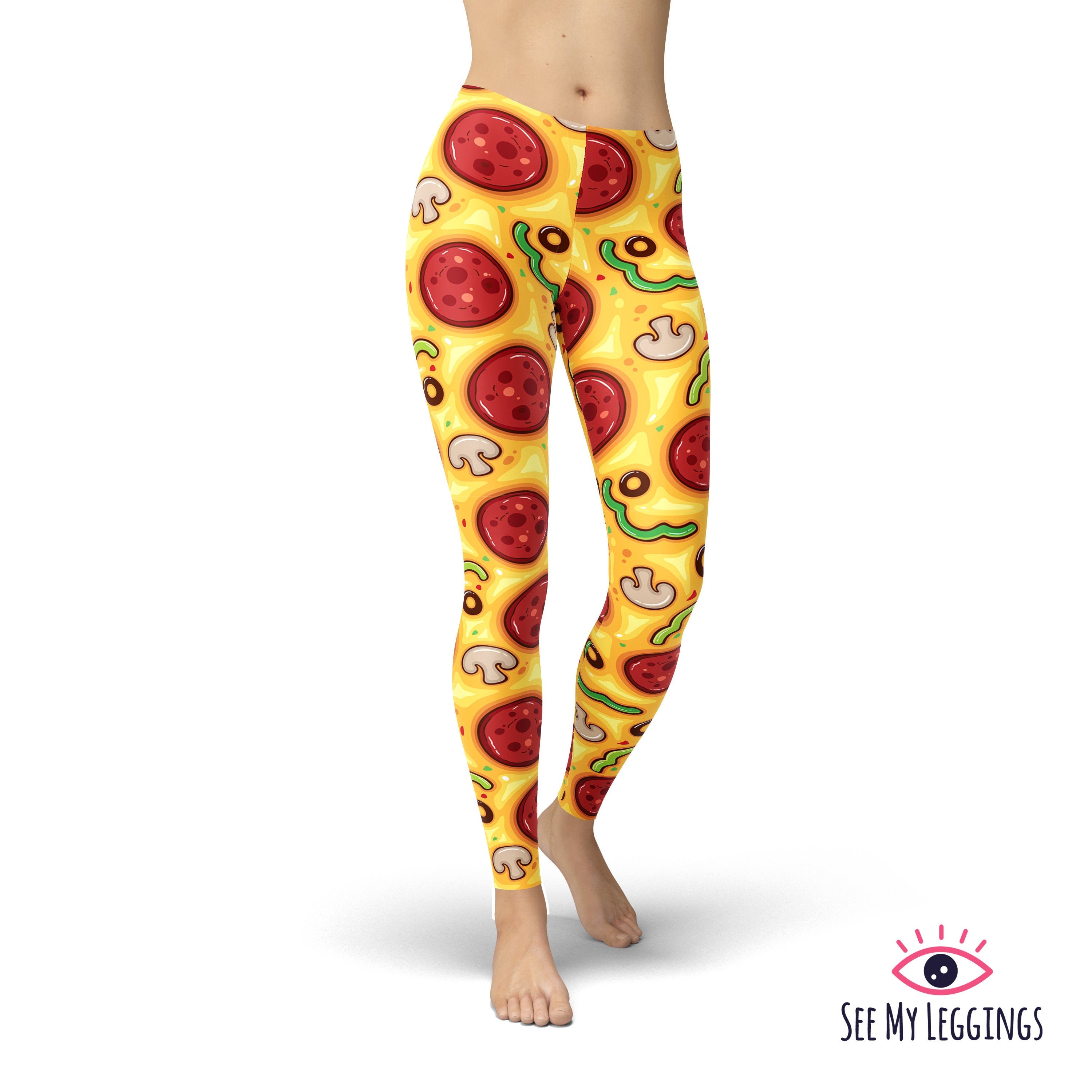 Pizza Leggings, Funny Leggings, Printed Leggings, Leggings for Women,  Workout Leggings, Plus Size Leggings, Yoga Pants, Capris, Yoga Tights 