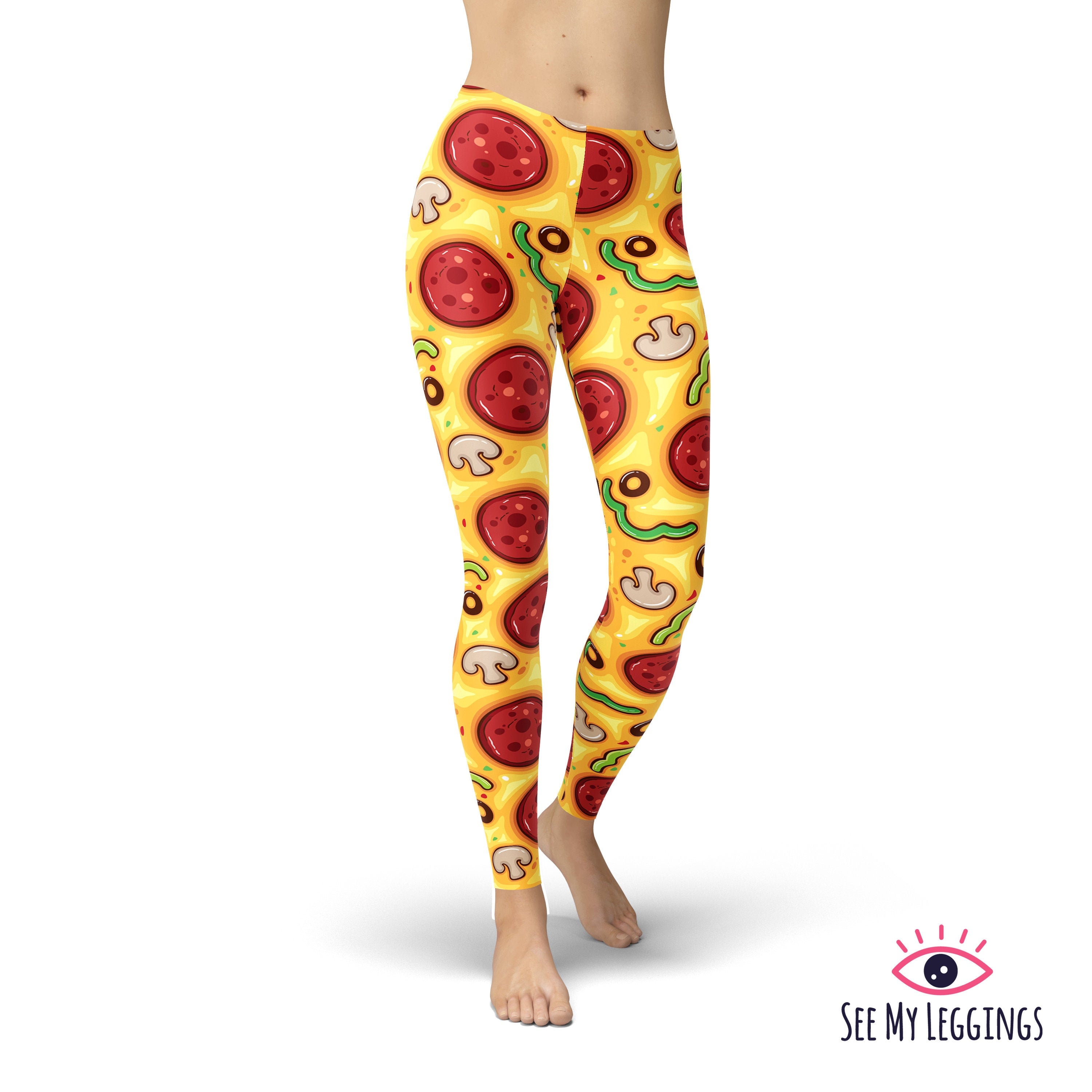 Pizza Leggings, Funny Leggings, Printed Leggings, Leggings for