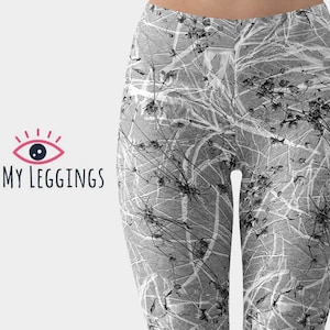Winter Floral Leggings, Yoga Pants, Printed Leggings, Unique Leggings, Workout Leggings, Leggings For Women, Capris, Plus Size Leggings