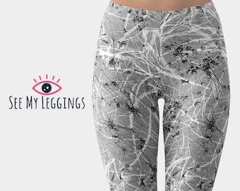 Winter Floral Leggings, Yoga Pants, Printed Leggings, Unique Leggings, Workout Leggings, Leggings For Women, Capris, Plus Size Leggings