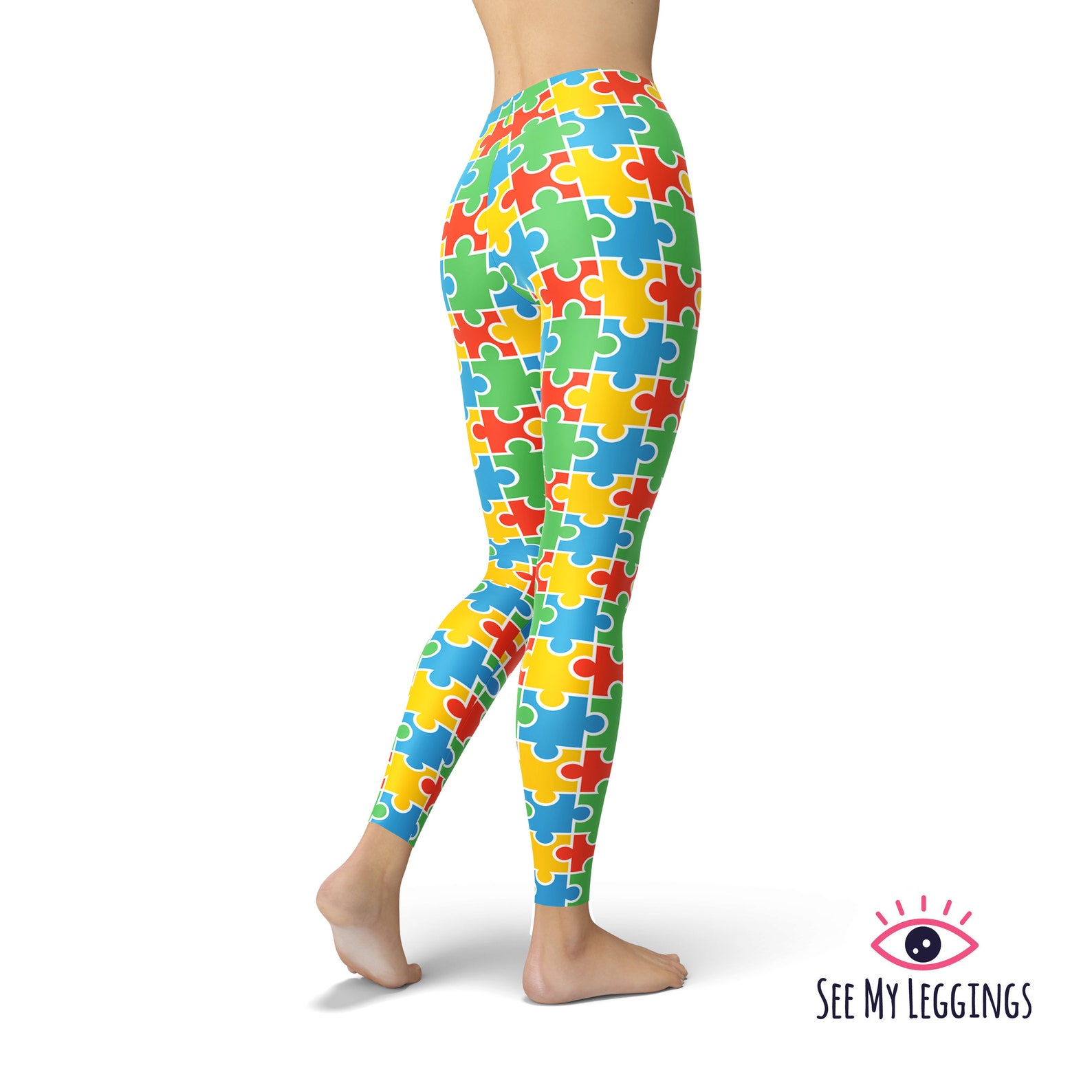 Autism Awareness Leggings Puzzle Leggings Printed Leggings Etsy
