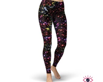 Galaxy Leggings for Women, High Waisted Workout Leggings, Printed Plus Size Yoga Pants, Buttery Soft Gym Tights