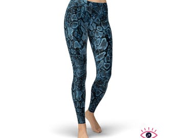 Snake Skin Leggings for Women, High Waisted Workout Leggings, Printed Plus Size Yoga Pants, Buttery Soft Gym Tights