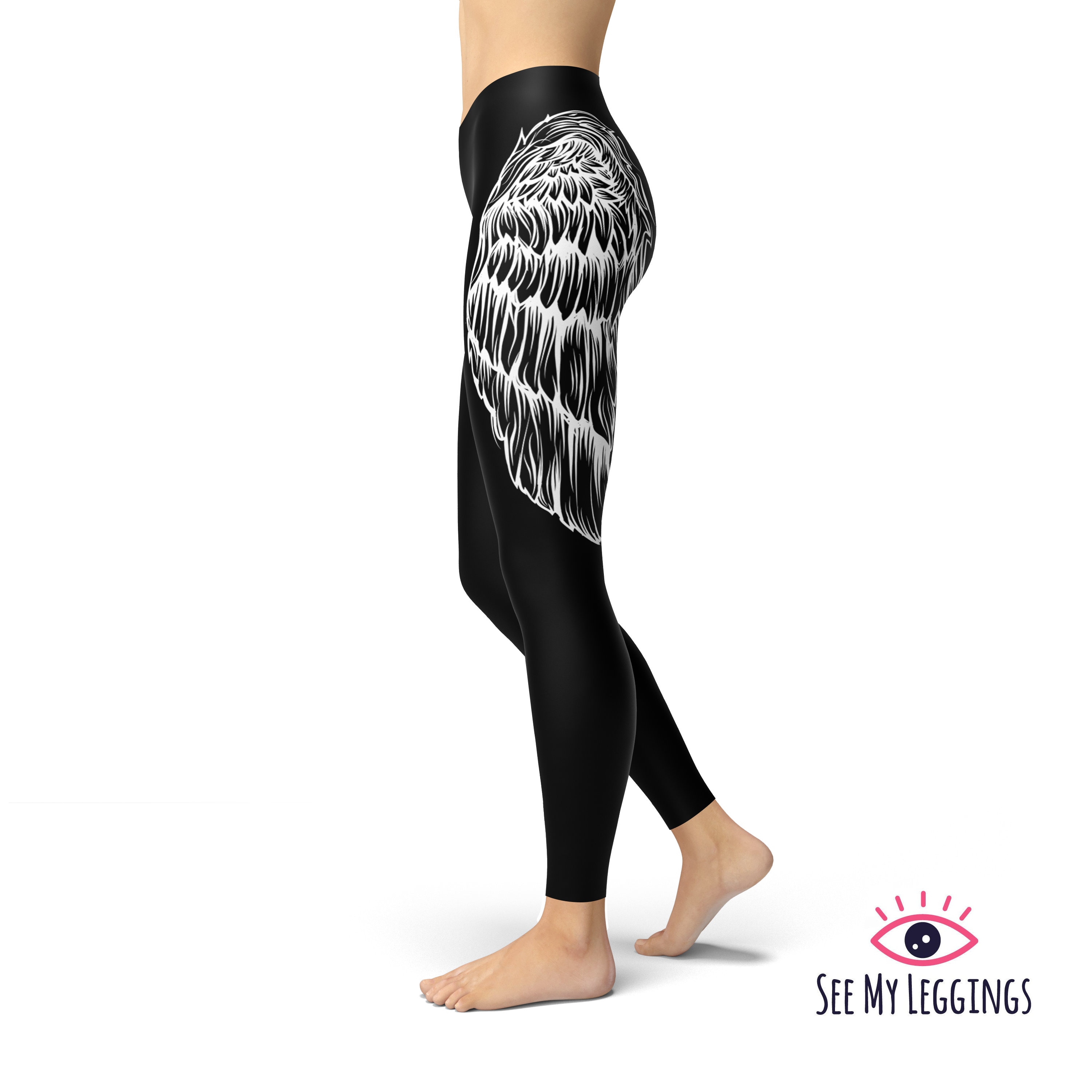 Angel Wings Leggings, Printed Leggings, Leggings for Women, Yoga
