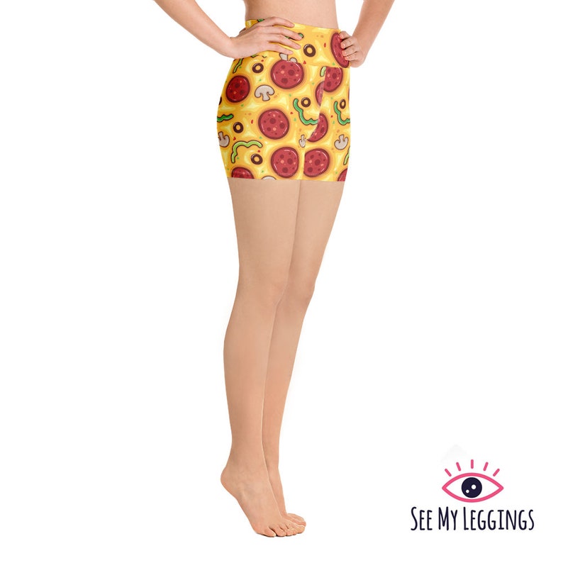 Pizza Printed Yoga Shorts High Waisted Shorts Festival Etsy
