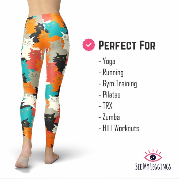 Cat Leggings Printed Leggings Workout Leggings Yoga Pants Exercise Leggings Leggings for Women Plus Size Leggings Capri Tights Etsy UK