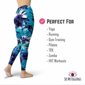 Tie Dye Leggings for Women, High Waisted Workout Leggings, Printed Plus Size Yoga Pants, Buttery Soft Gym Tights image 2