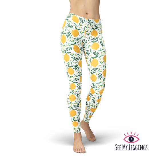 Lemon Pattern Leggings Printed Leggings Yoga Leggings Women Leggings Yoga Pants Capri Leggings Workout Leggings Plus Size Leggings Etsy