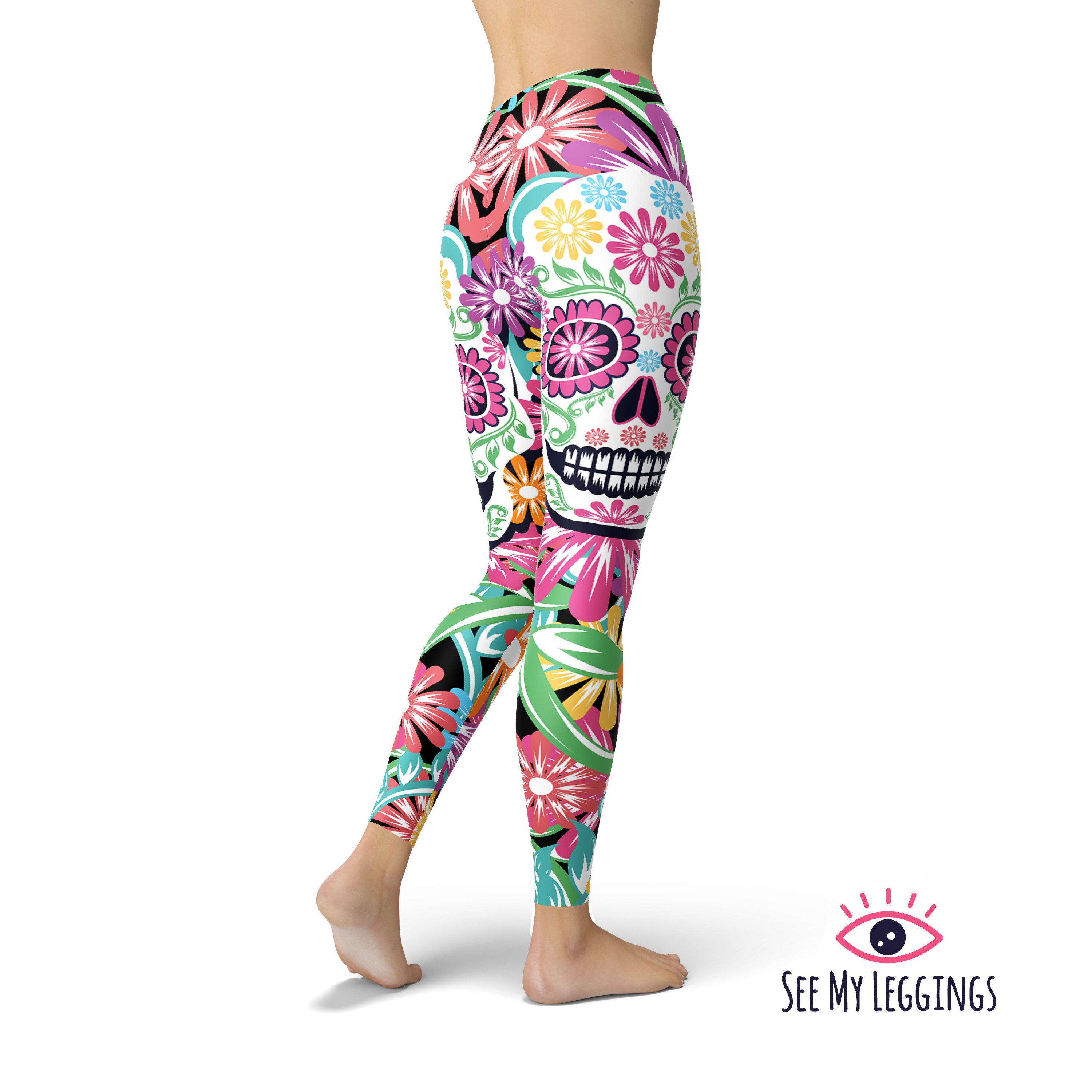 Creamy Soft Garden of Eden Sugar Skull Extra Plus Size Leggings - 3X-5X -  USA Fashion™